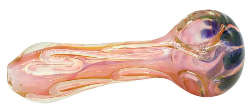 Glass Hand Pipe, Gold Fuming Hand Pipe, 10 cm