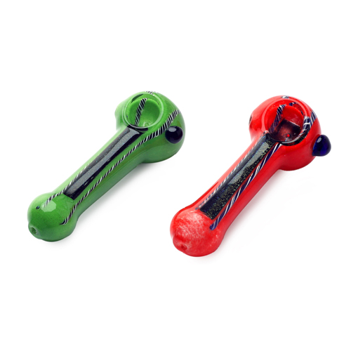 Glass Pipes, Hand Pipe Bucket, 3 Red3 Green, 10 cm Each-SSC10326-Bam Bam Bhole_2.jpg