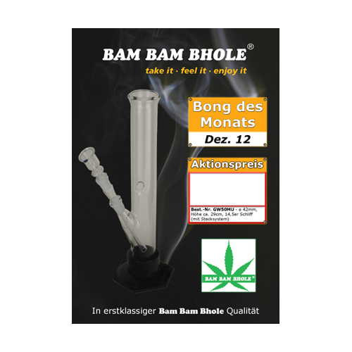 Glass Bong, 14.5 Cm, 36 Cm, 42 mm Ø, Plastic Base-GW50-Bam Bam Bhole_3.jpg