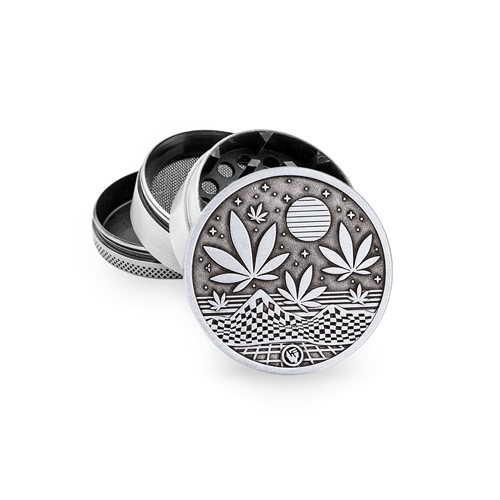 Metal Grinder, Silver LEAVES 37-1, 50mmø, 4-part-WNC54L37-Bam Bam Bhole_2.jpg