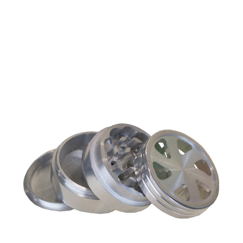 Aluminum Grinder SILVER, 50 mm Ø, 4-piece, Cleartop, CNC-WN54CT-Bam Bam Bhole_2.jpg