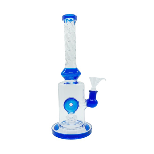 Blue Twisted Bong With Ring Percolator, 25 cm-SSC10153BL-Bam Bam Bhole_2.jpg