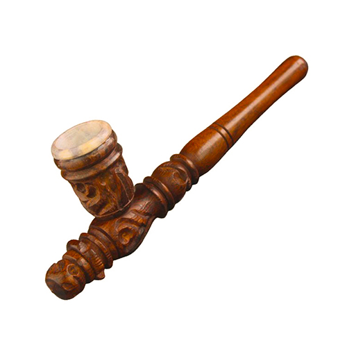 Wooden Pipe - approx. 14 cm - Soapstone Downstem-MS14-Bam Bam Bhole_3.jpg