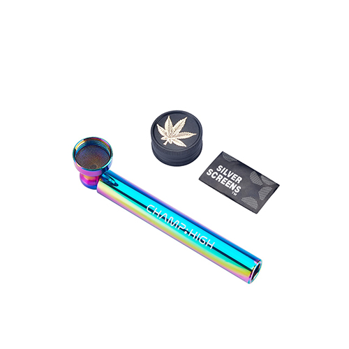 RAINBOW Glass Pipe & GRINDER, 1 Piece-MP31-Champ High_5.jpg