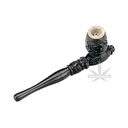 Wooden Pipe - Dark - Screw-on - Soapstone Downstem - 14 cm-WP16A-Bam Bam Bhole_2.jpg