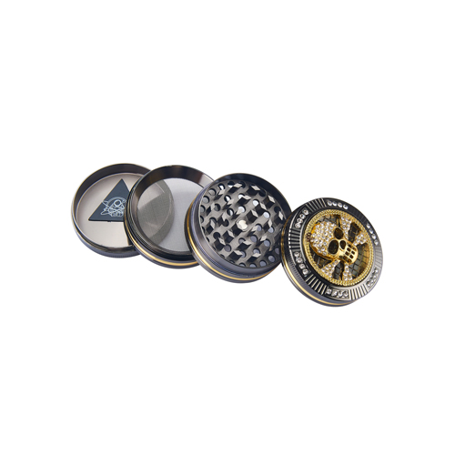 Aluminum Grinder BLACK, 50 mm Ø, 4-piece, Sieve, CNC