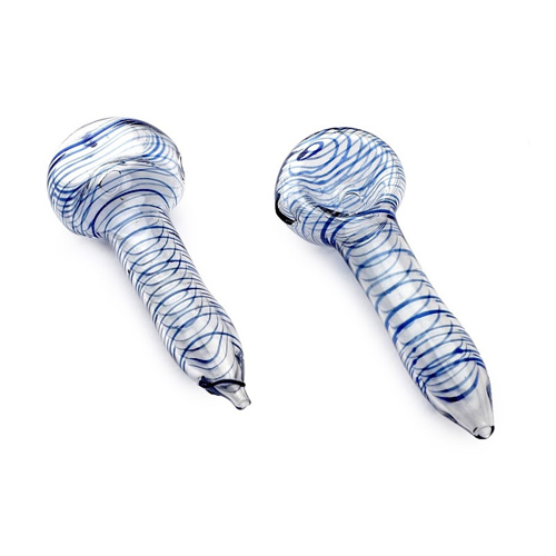 Blaue Glas Pop Corn Pfeife, 6,25cm lang