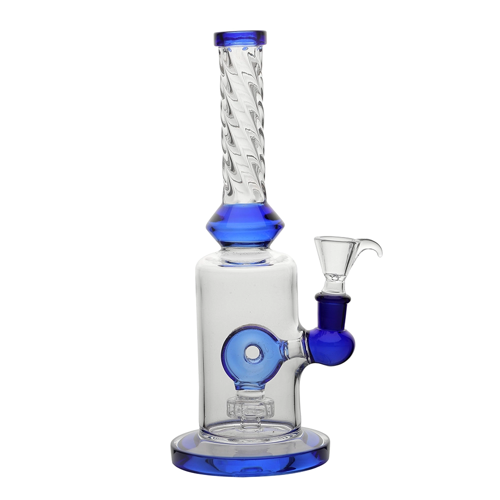 Blaue gedrehte Bong mit Ring-Perkolator, 25cm
