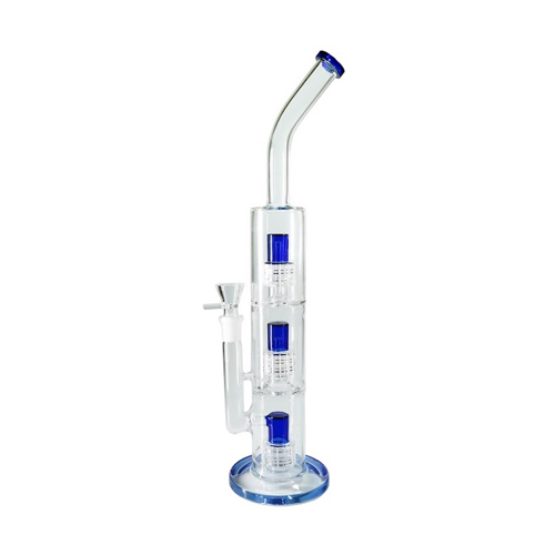 Blau Dreifachdusche Perkolator Bong, 45cm