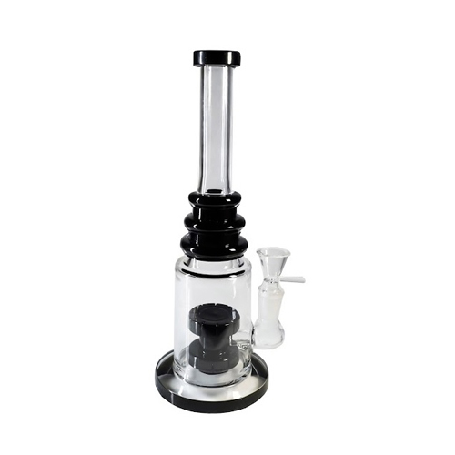 Bong, Black, Triple Ring Straight Bong With, 25 cm