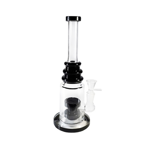 Bong, Black, Triple Ring Straight Bong With, 25 cm