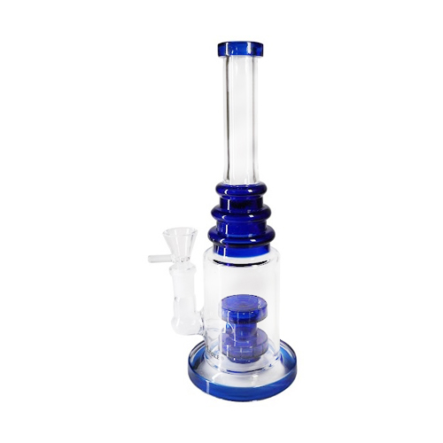 Bong, Blue, Triple Ring Straight Bong With, 25 cm