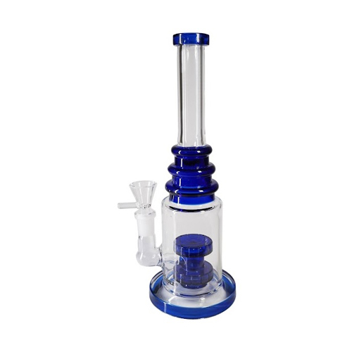 Bong, Blue, Triple Ring Straight Bong With, 25 cm