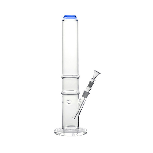 Thick Bong With Kick Hole, Blue Rim, 45cm