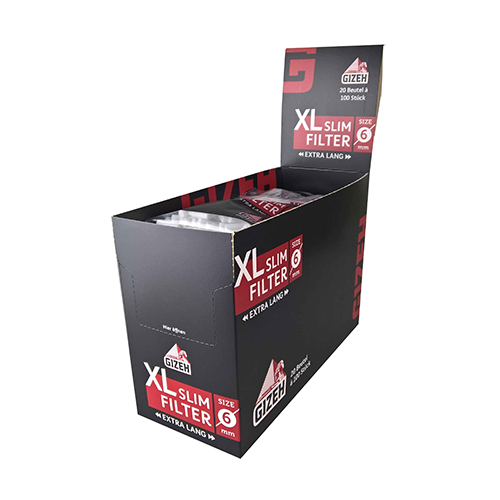 GIZEH Schwarz XL Slim Filter, VE20 á 100 St.
