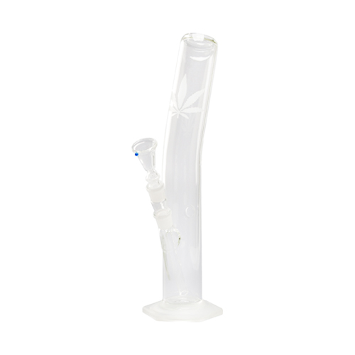 GLASS BONG, 40 Cm, 55 mm Ø, Sandblasted Leaf, 18.8 mm