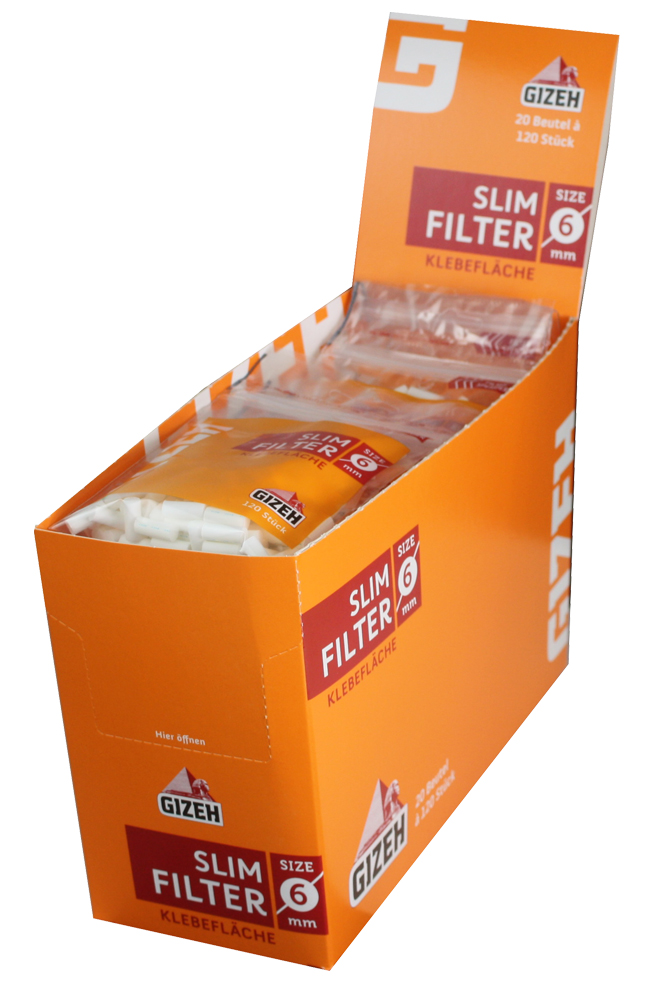 Gizeh Slim Filter 6mmø, 20 Bags Á 120 Filters