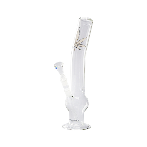 Glass Bong, 38 cm High, Curved, 18.8 mm Plug-in System