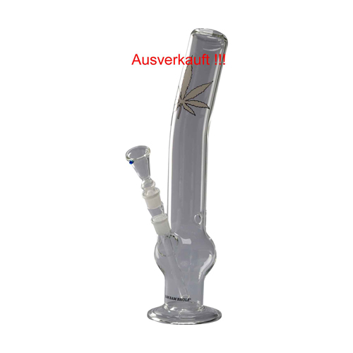 Glass Bong, 38 cm High, Curved, 18.8 mm Plug-in System