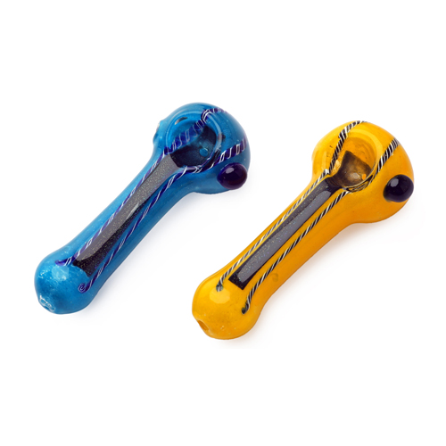 Glass Pipes, Hand Pipe Bucket, 3 Blue + 3 Yellow