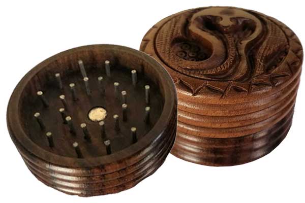 Wooden Grinder, 50 mm Ø, 2-piece, Cobra, Magnet