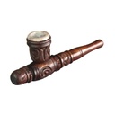 Wooden Pipe, approx. 12 Cm, Soapstone Insert