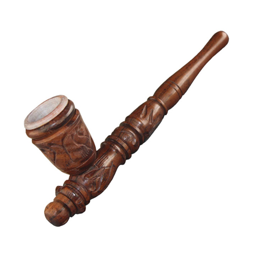 Wooden Pipe, approx. 17 Cm, Soapstone Downstem