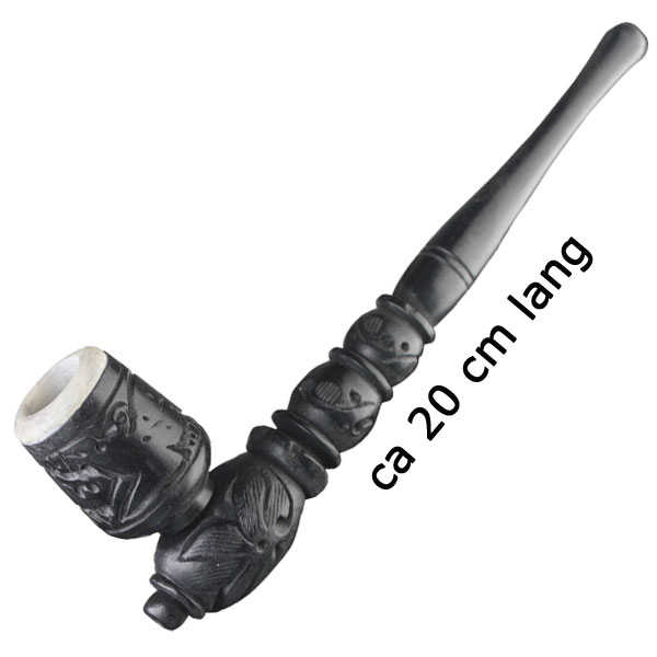 Wooden Pipe - Dark - Screw-on - Soapstone Downstem - 20 cm