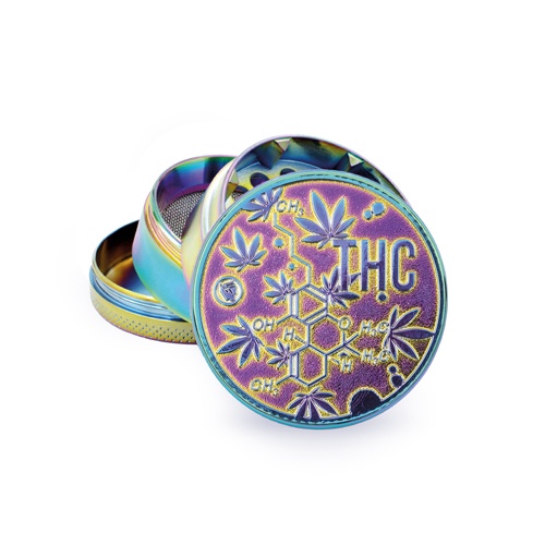 Metall Grinder ICY, THC Molecule, 50mmØ, 4 Part