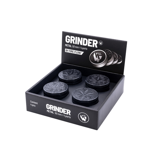 Metal Grinder, Black TRANCE LEAF, 50 mm Diameter, 4-piece