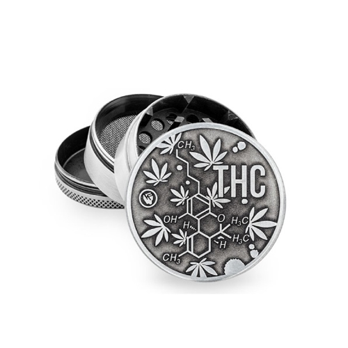 Metal Grinder, THC MOLECULE, 50mmø, 4-part, Sieve