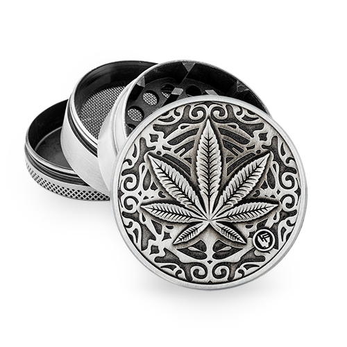 Metall Grinder, Trance Leaf, 50mmØ, 4-teilig, Sieb