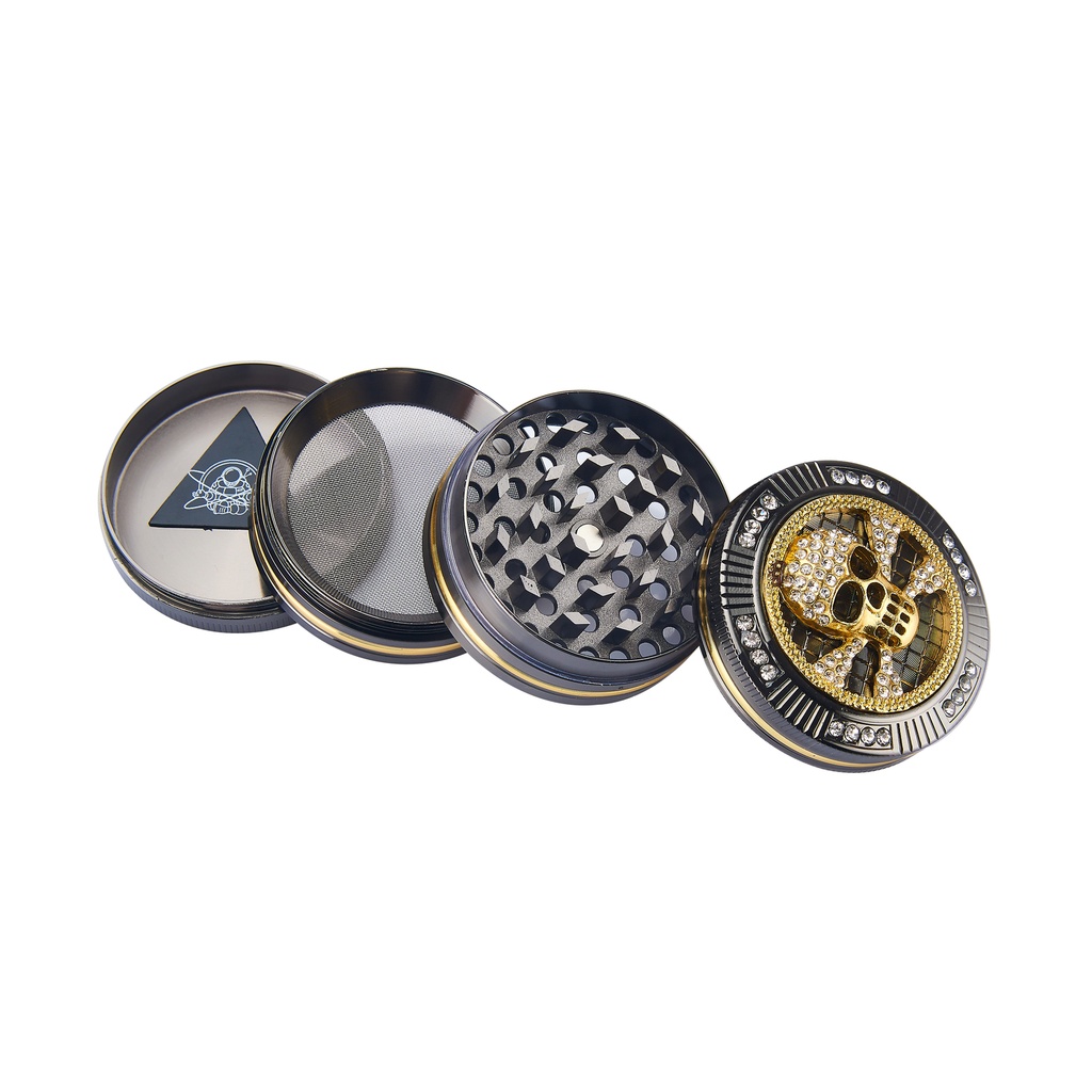 Metal Grinder, 50mmø, 4-piece, Blingbling SKULL