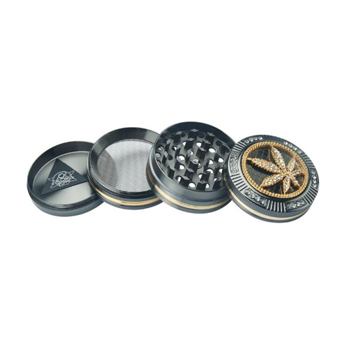 Metall-Grinder, 50mmØ, 4-teilig, BlingBling Leaf