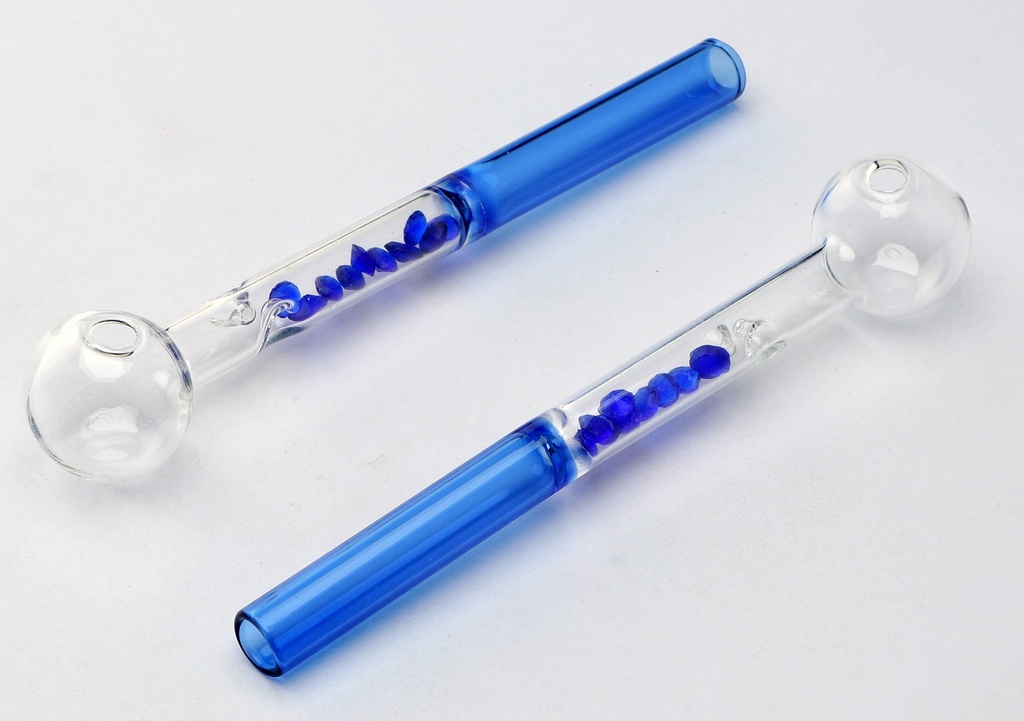 Oil Pfeife with Crystals Blue, 15cm