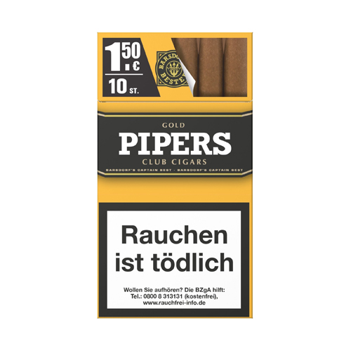 PIPERS Club Cigars GOLD, Packung mit 10 Stück