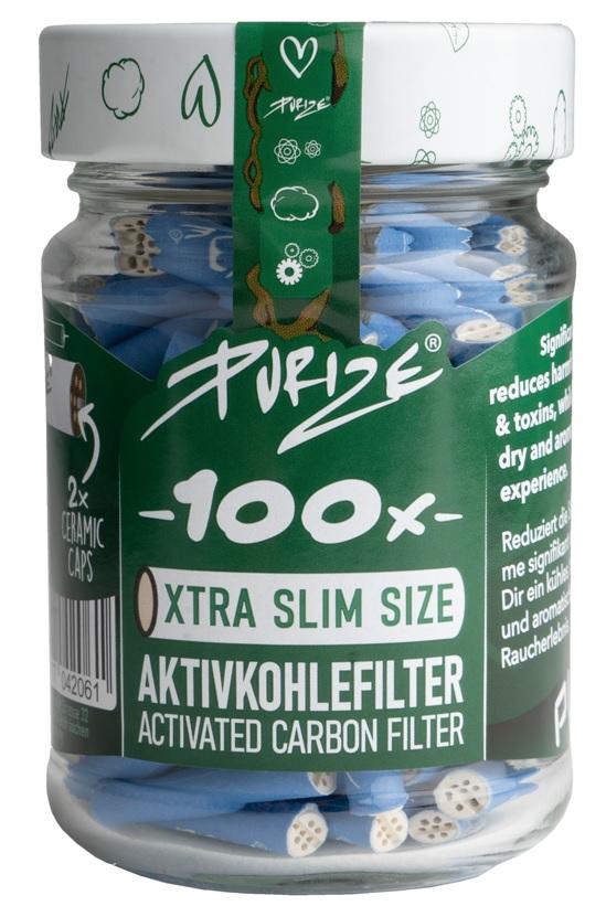 PURIZE Activated Carbon Filter 1x100, BLUE In Glass Jar, 5.9mm