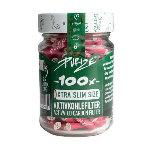 PURIZE Aktivkohlefilter 1x100, Pink im Glas, 5,9mm