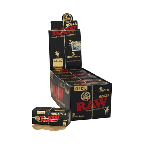 RAW Schwarz Rolls KS Paper, Box/12 - 3m