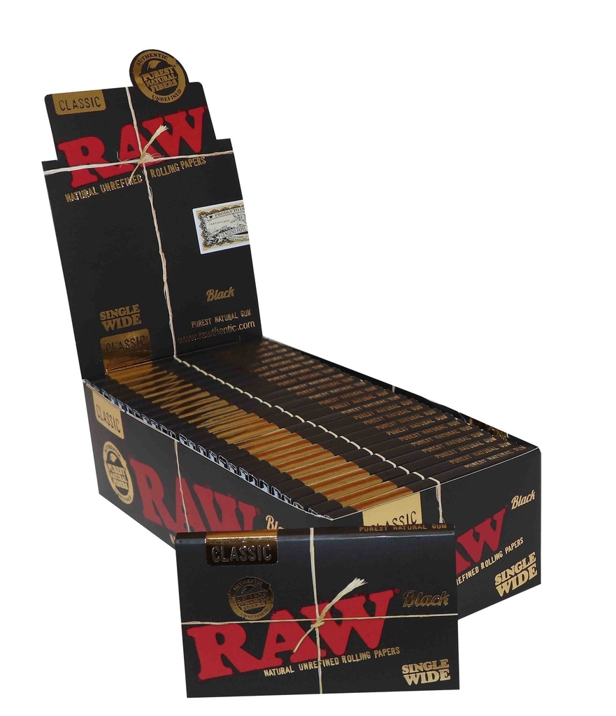 RAW Schwarz Single Wide Papers, VE25, 100 LEAVES
