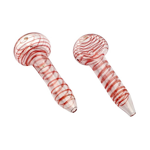 Rote Glas Pop Corn Pfeife, 6,25cm lang