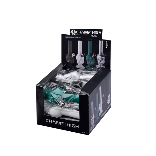 Rubber Bong, 15 cm High, Mini Skull, 1 Piece