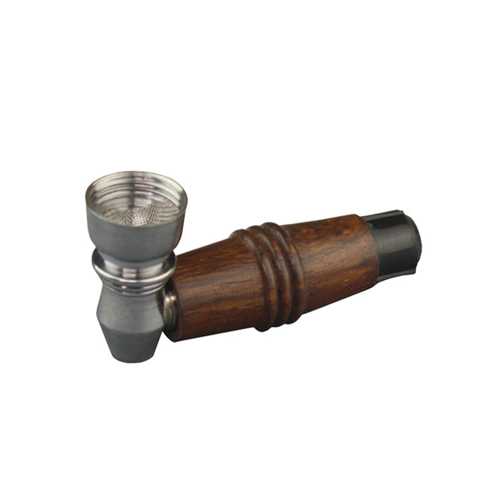 Screw pipe, metal and wood, 6.5 cm long