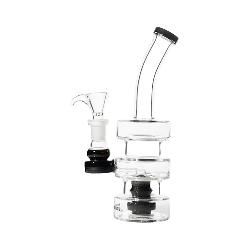 Schwarze 3-Schicht-Glas-Wasserpfeife, 20cm