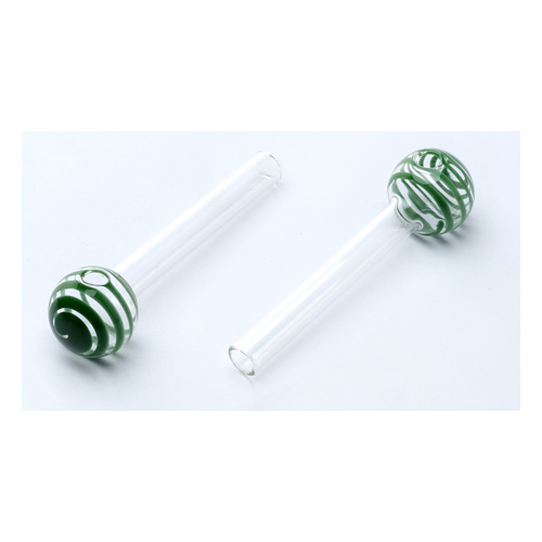 Glass Oil Pipe Stripe Green. 1 Piece, approx. 10cm