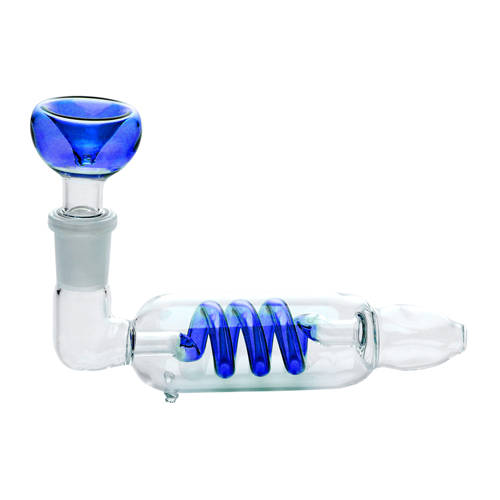 Glaspfeife, Glas Pfeife with Blau Spiral Coil, 13cm