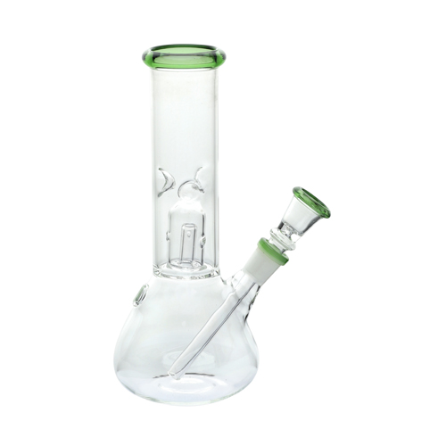 Glass Bong, Percolator With Green Ring, 20 cm