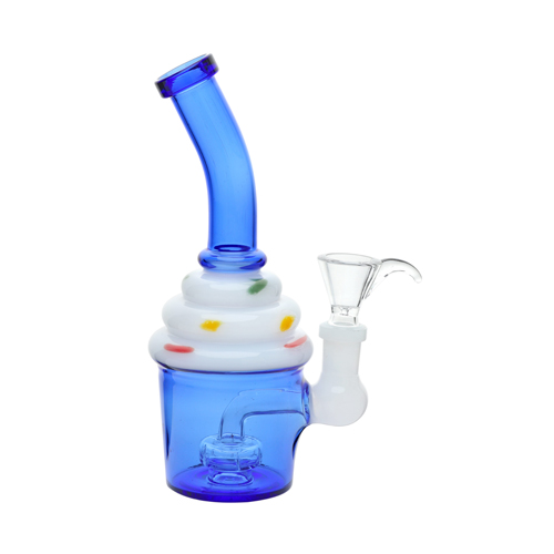 Glass Bong, Ice Cream Water Pipe Blue, 15cm