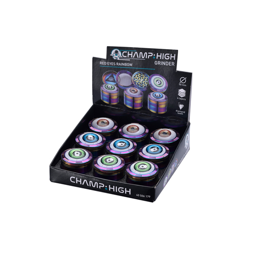 Metal Grinder, 50mmø, 4-piece, Red EYES RAINBOW