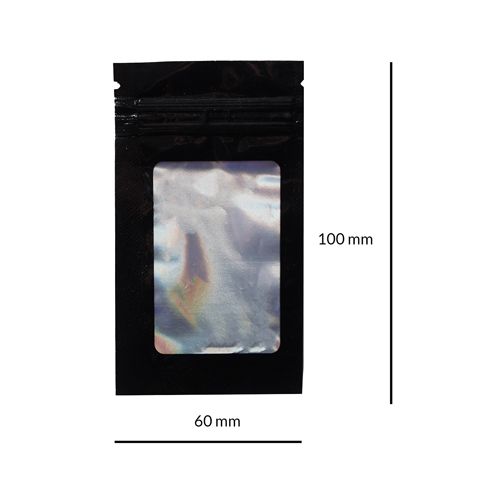 Mylar Bag WINDOW, 100 X 60 Mm, Pack Of 50, Black